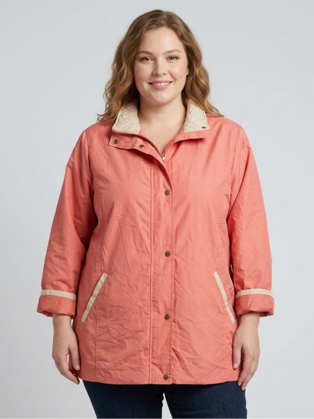 Gabriella Vicenza Coral Salmon Pink Lightweight Utility Rain Jacket Coat 16/18